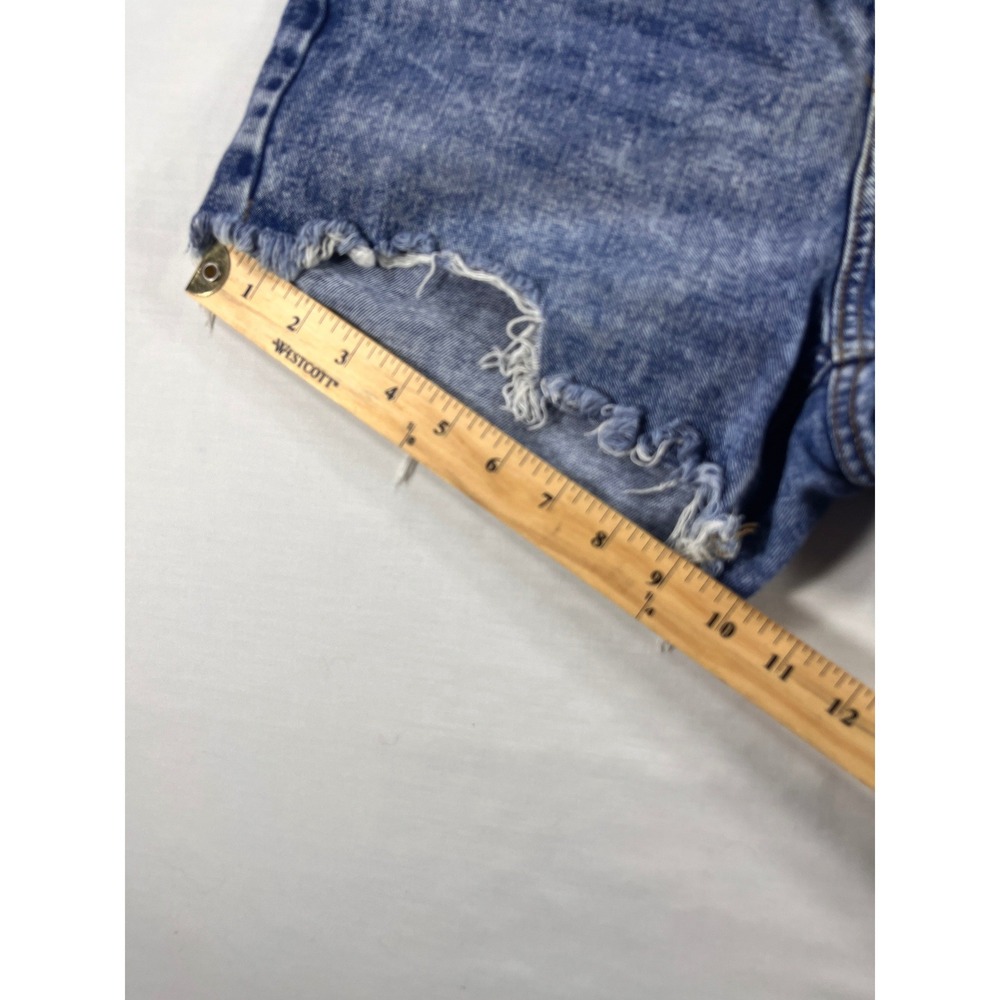 Wild Fable Blue Acid Wash High Rise Distressed Denim Shorts Button Fly Womens 4 - Picture 6 of 9